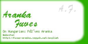 aranka fuves business card